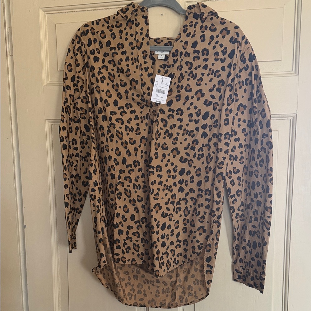 J. Crew Tan and Black Leopard Print Blouse